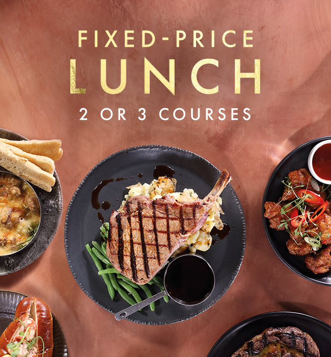 Fixed‑Price Lunch menu with 2 or 3 courses, featuring pork chop, meatballs, soup and seasonal dishes.